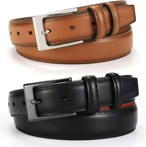 Miniatura 8 de CHAOREN Cinturón de vestir para hombre, 2 unidades, cinturón de cuero de 1 18 pulgadas para hombre, compañero perfecto para zapatos de vestir