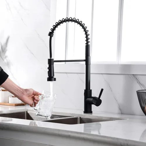 Miniatura 8 de TIORIY Cabezal de Repuesto para Grifo de Cocina Negro, con 15 Adaptadores de Plástico Cabezal Rociador de Grifo Extraíble, Boquilla Rociadora Negro