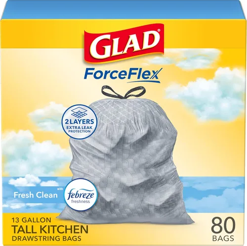 Bolsas de basura Glad Odorshield Tall Kitchen, 10012587785345, Blanco, 1, 1