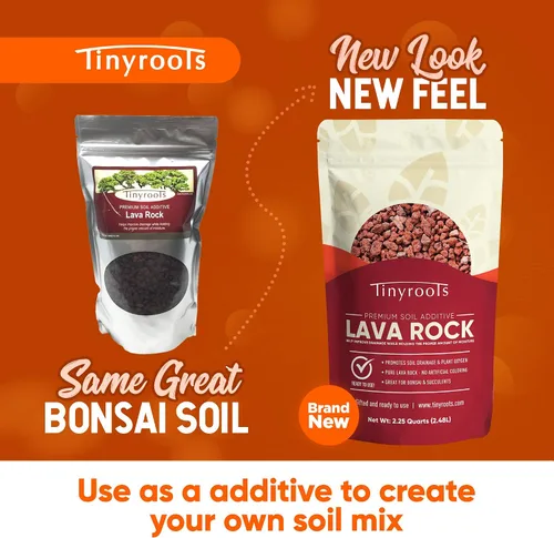 Miniatura 7 de Tinyroots - Roca de lava roja para plantas, 2.25 cuartos de galón, bonsái tamizado y aditivo para suelo de cactus, mantiene la humedad adecuada, se