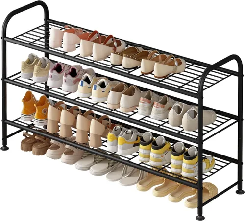 Miniatura 9 de LINZINAR Zapatero de 2 niveles organizador de almacenamiento para armario entrada metal negro