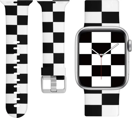 Miniatura 10 de Laffav Compatible con Apple Watch Bandas de 42mm 41mm 40mm 38mm para Mujeres y Hombres, Pulseras de Silicona Suave con Patrón Impreso Indeleble