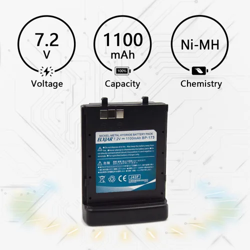 Miniatura 3 de Reemplazo de batería Ni-MH de 7.2V 1100mAh BP-173 para radios bidireccionales Icom IC-T7H, IC-T22A, IC-W32A, IC-W31, BP-180