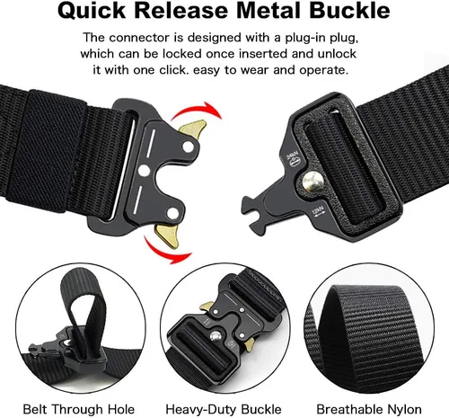 Miniatura 5 de DOOPAI Cinturón táctico para hombre, tela militar de nailon negro con hebilla de liberación rápida, ideal para el trabajo, senderismo