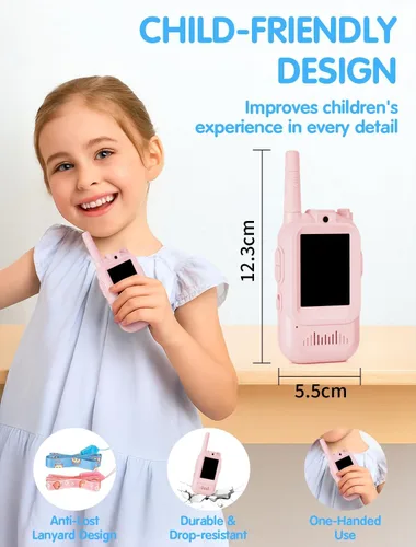 Miniatura 7 de Walkie Talkie para niños con video: paquete de 2 juguetes recargables para niños pequeños con cámara HD y cambiador de voz, juguetes de regalo