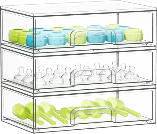 Miniatura 10 de SpaceAid Organizador de almacenamiento de botellas para bebé, contenedor organizador de estación de botellas de acrílico, cajones transparentes