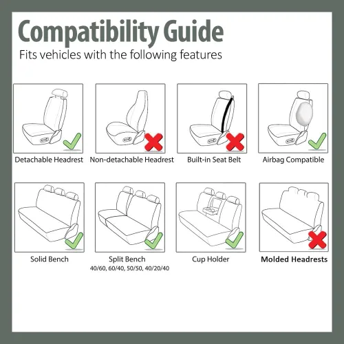 Miniatura 6 de FH Group Fundas de asiento de automóvil con bordado floral, ajuste universal, asiento trasero de banco dividido, funda de asiento lavable para SUV