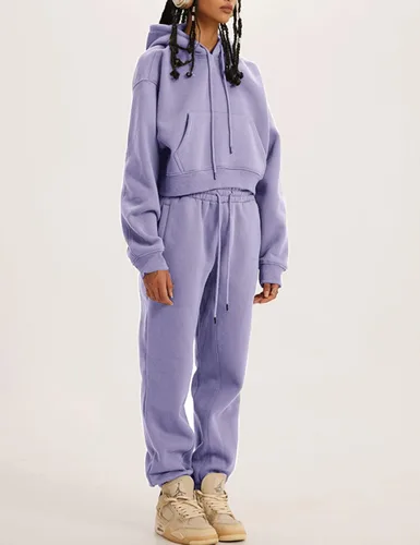 Miniatura 15 de Kissonic Conjunto deportivo de forro polar para mujer, 2 piezas, sudadera con capucha y pantalones deportivos