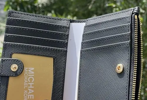 Miniatura 3 de Michael Kors Jet Set - Cartera pequeña con cremallera para tarjetas, color negro y dorado, Negro