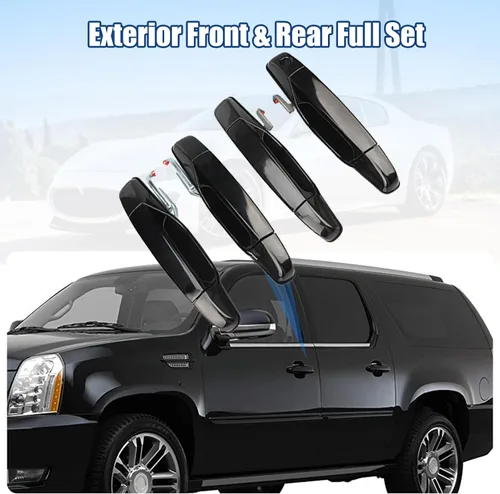 Miniatura 2 de Juego de 4 manijas negras para puerta exterior delantera y trasera, lado del pasajero, compatible con Chevy Silverado 1500 Tahoe Suburban GMC Sierra
