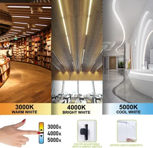 Miniatura 2 de Paquete de 1 luz LED de tienda de 4 pies, 48 W, luz LED enlazable de tienda para garaje, 3000 K, 4000 K y 5000 K, lámpara de techo integrada