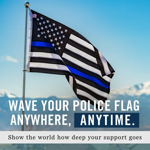 Miniatura 6 de Bandera de Estados Unidos con línea azul delgada de 4 x 6 pies, bandera de policía resistente, extremo de mosca cosido cuádruple, nailon 210D