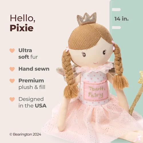 Miniatura 2 de Colección Bearington - Almohada de felpa con diseño de hada de los dientes para niñas – Muñeca colgante para cama, puerta, mesita de noche - Oso