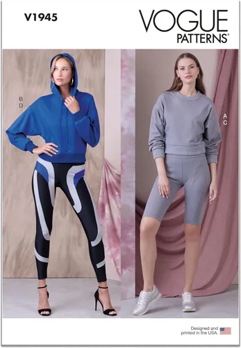 Vogue Misses - Paquete de patrón de costura para tops y leggings de talle alto, código de diseño V1945, tallas XS-S-M-L-XL-XXL, multicolor