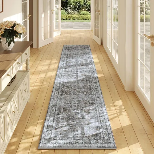 Miniatura 17 de Rugcomf Alfombra de pasillo de 2 x 6 pies, lavable, bohemio, suave, antideslizante, no desprende pelusa, lana sintética, estilo vintage para cocina