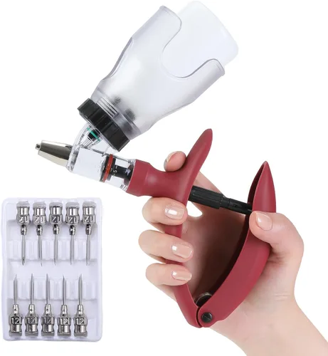 Miniatura 11 de Pistola de inyección para ganado de 5ML, pistola de inyección automática de recarga continua con botella ajustable, pistola de inyección