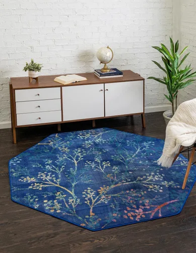 Miniatura 20 de Unique Loom Blossom Collection - Alfombra de área Yoshino (2' x 3' 1", rectangular, azul/verde)
