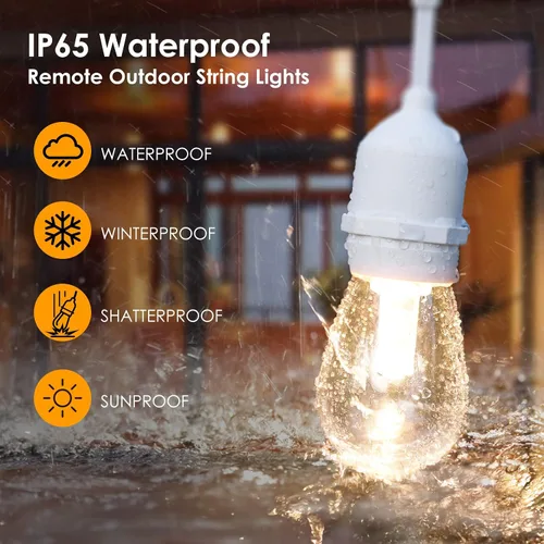 Miniatura 4 de Mlambert Luces de Cadena LED Regulables de 3 Colores para Exteriores con Controles Remotos, Enchufables 96 Pies (2x48 Pies) Luces LED Impermeables