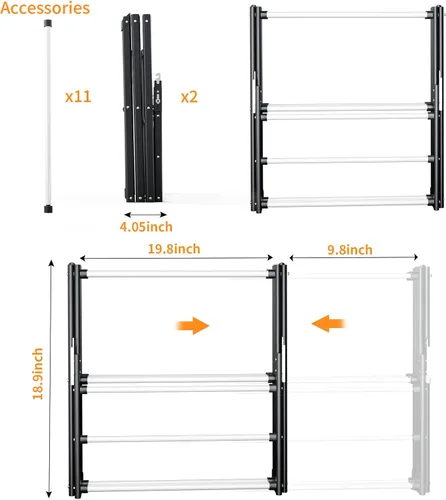 Miniatura 6 de Tendedero Plegable para Ropa, Tendedero de Ropa Plegable para Interiores, Secadores para Lavandería - 40" x 28.8" x 14.2", Ahorro de Espacio Blanco