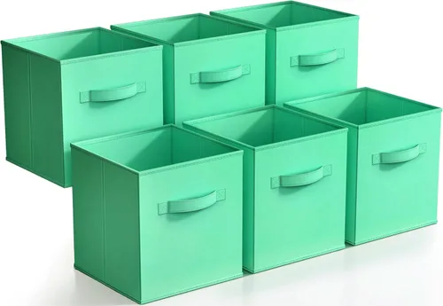 Miniatura 23 de Sorbus - Contenedores de almacenamiento de 11 pulgadas, cestas plegables de tela para organizar despensa, armario, estante, caja de juguetes, cubo