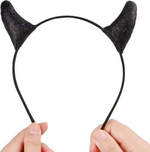 Miniatura 5 de Diablo de cuernos del diablo para Halloween, disfraz de diablo con purpurina para hombres, mujeres, niños y adultos