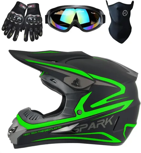 Miniatura 10 de Casco para niños y jóvenes para bicicleta de tierra, motocross, todoterreno, motocicleta, ATV, UTV, bicicleta de calle, Combo de guantes, gafas