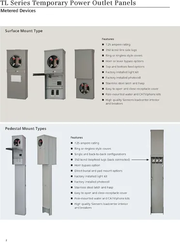 Miniatura 4 de Siemens TL17US Talon Panel de toma de corriente temporal con un receptáculo de 20 y 50 amperios instalado, sin medidor