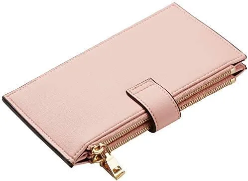 Miniatura 5 de Travelambo Billetera plegable con bloqueo RFID para mujer, con bolsillo con cremallera