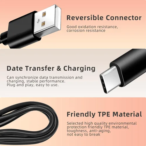 Miniatura 3 de Cable de carga tipo C QC3.0 de 10 pies y 18 W para Samsung Galaxy Tab A9, A9+ Plus, Galaxy Tab S6 Lite, Tab A7 10.4 pulgadas, A7 Lite 8.7 pulgadas