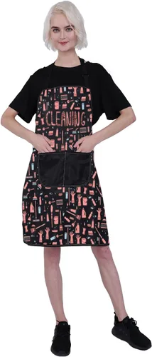 Miniatura 7 de FUSTMW Delantal con bolsillos, regalo de limpieza de casa, talla única, multicolor, moda, mujer (uso profesional y doméstico)