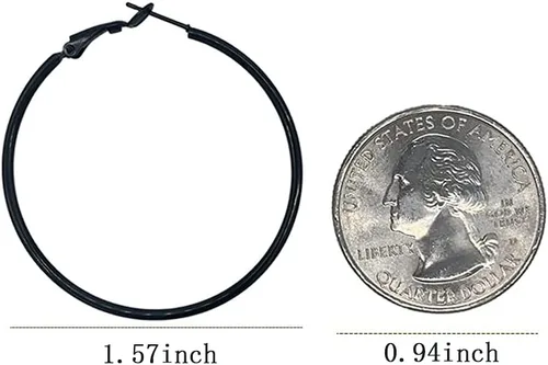 Miniatura 2 de Juego de 4 pares de aretes de aro grandes para mujeres y niñas, de acero inoxidable 316L, hipoalergénicos, chapados en plata, chapados en oro de 14