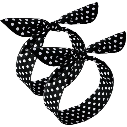 Hicarer 2 diademas de lunares para mujer, bandana retro, diadema vintage con alambre con lazo torcido, traje de los años 50, diadema para disfraz,