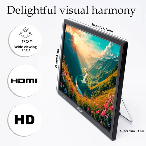Miniatura 2 de TV de viaje de 16 pulgadas: tu mejor concentrador de entretenimiento portátil para automóvil, RV, camión y cocina, pantalla Full HD, entradas