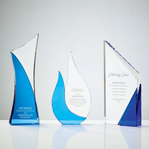 Miniatura 5 de Baudville Trofeo grabado personalizado - Premio de la torre - Premio de cristal de zafiro - Rápido - Grabado personalizado de hasta tres líneas