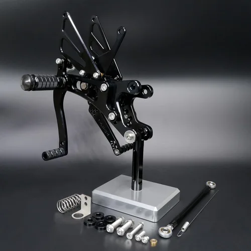 Miniatura 6 de Reposapiés de motocicleta ajustable de aluminio para Yamaha YZF R6 1999 2000 2001 2002 (negro)