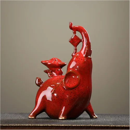 Miniatura 6 de NYKK Escultura de estatua china de feng shui, cerámica creativa, muebles de elefante auspicioso, sala de estar, estudio, entrada, gabinete