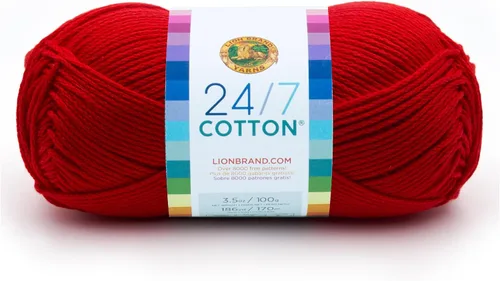 Miniatura 34 de Lion Brand Yarn, Hilo ligero mercerizado de algodón 24/7 para tejer, ganchillo y manualidades, Almirante, 1 paquete, 185 yardas de fibra natural