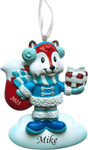 Miniatura 7 de 2025 Adorno de Navidad personalizado para niños – Recuerdo festivo con nombre y año personalizados – Adorno de árbol de Navidad con diseño de animal