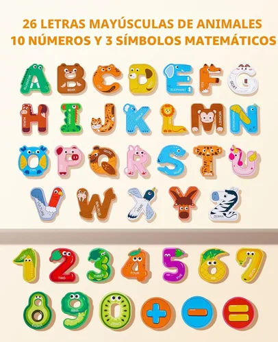 Miniatura 2 de JoyCat Imanes de Alfabeto de Madera Gruesos para Niños Pequeños Nevera Tamaño Grande Lindo Animal Colorido Letras Magnéticas ABC 26 Letras