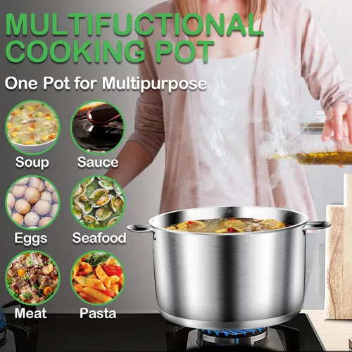 Miniatura 5 de STOCKPOT Olla de cocina, olla de acero inoxidable, olla de sopa con tapa de vidrio, ollas de inducción - 6 cuartos