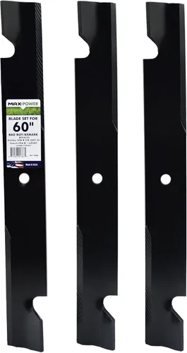 Maxpower 561136B Juego de cuchillas de 3 elevaciones altas para muchos cortacéspedes Exmark de 60 pulgadas. Reemplaza OEM # 633483, Bad Boy