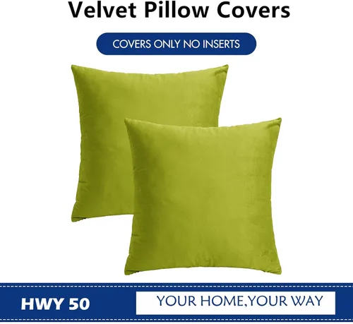 Miniatura 6 de HWY 50 fundas de cojín de terciopelo verde hoja de 16x16 pulgadas, paquete de 2, fundas de cojín suaves, acogedoras, sólidas y decorativas de lujo