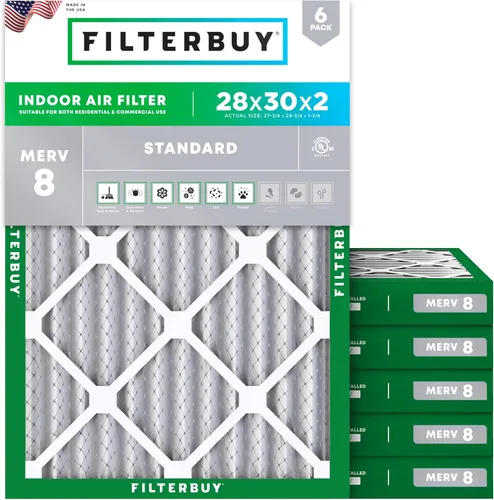 Miniatura 116 de Filterbuy Filtro de aire MERV 8 de 8 x 14 x 1 pulgadas para defensa contra el polvo y las alergias (paquete de 6), electrostático plisado HVAC