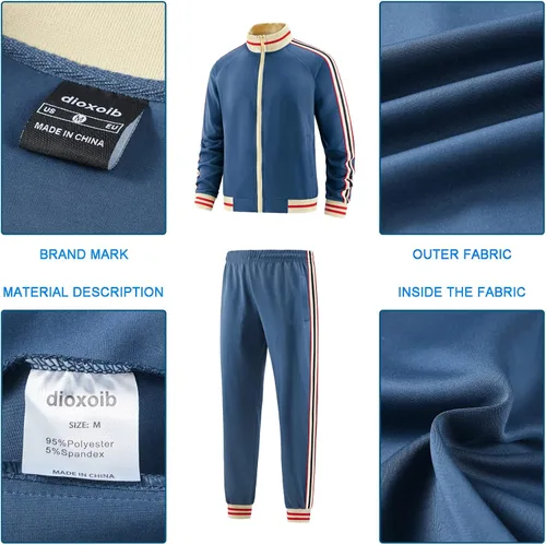 Miniatura 5 de dioxoib Men Track Suits Sets Long Sleeve Full-zip Sweatsuit Active Jackets and Pants 2 Piece Outfits