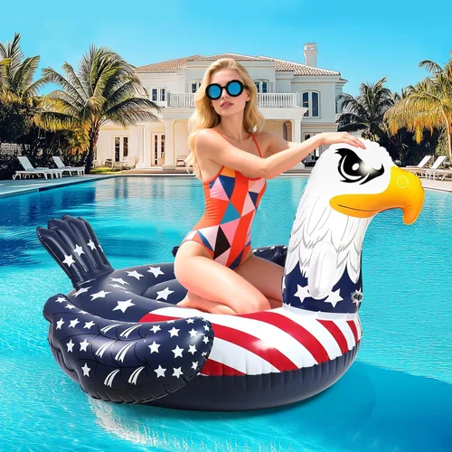 Flotador patriótico de la bandera estadounidense águila para piscina, flotadores de piscina del 4 de julio, divertido animal de pájaro calvo águila