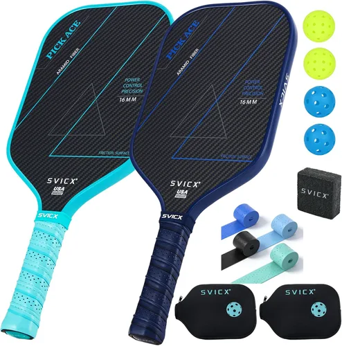 Miniatura 8 de Carbon Fiber Pickleball Paddle 16mm – Professional Pickleball Paddles with Superior Control, Power & Spin – Extended Handle for Two-Handed Grip