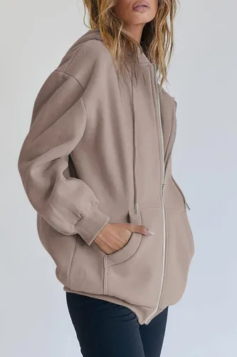 Miniatura 2 de Trendy Queen - Sudaderas con capucha Y2K con cremallera para mujer, de manga larga, para otoño, de gran tamaño, casual, con bolsillo