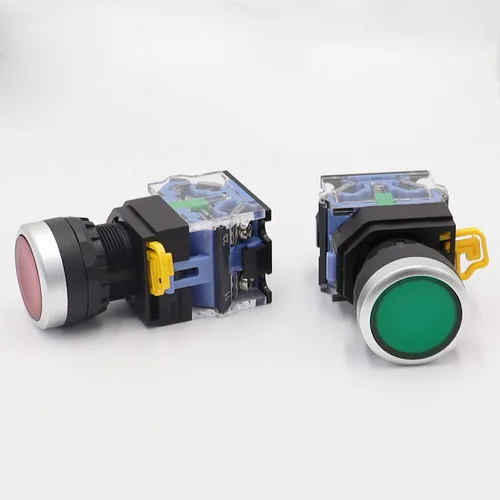 Miniatura 2 de TWTADE / 2pcs 0.866 in Montaje en panel 10A 440V 1NO 1NC DPST Rojo Verde Interruptor de botón momentáneo Interruptores pulsadores