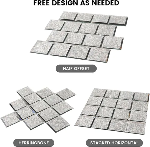 Miniatura 6 de Azulejo de Espejo de Vidrio Biselado Antiguo Despegar y Pegar de 3 x 3 Pulgadas para Salpicadero de Cocina y Pared de Baño (32 Piezas)