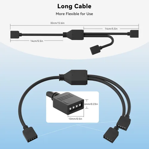 Miniatura 2 de PAUTIX Paquete de 2 cables divisor de CC 1 hembra a 2 vías de 4 pines para tira LED RGB, adaptador de corriente CC y conector en Y CCT/4 pines RGB